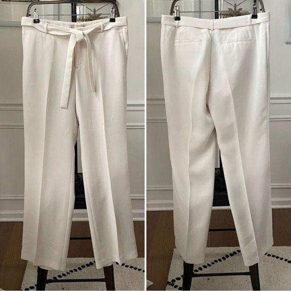 Banana Republic Straight Leg Ivory Stone Tie Waist Pants 8 - Picture 2 of 8